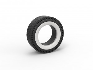 Whitewall rear tire of vintage dragster Version 7 Scale 1 to 25 3D Принт Модель