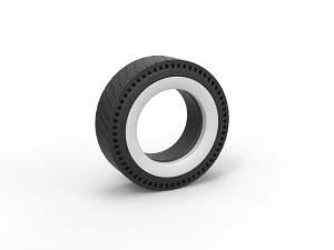 Whitewall rear tire of vintage dragster Version 7 Scale 1 to 25 3D Print Model