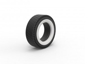 Whitewall rear tire of vintage dragster Version 7 Scale 1 to 25 3D-Druckmodell