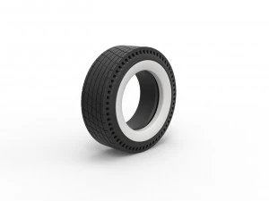 Whitewall rear tire of vintage dragster Version 7 Scale 1 to 25 3D Print Model