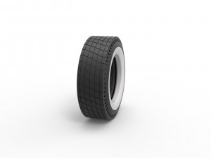 Whitewall rear tire of vintage dragster Version 7 Scale 1 to 25 3D-Druckmodell
