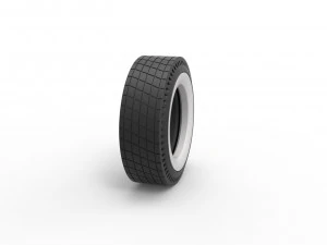 Whitewall rear tire of vintage dragster Version 7 Scale 1 to 25 3D Print Model
