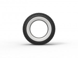 Whitewall rear tire of vintage dragster Version 7 Scale 1 to 25 3D-Druckmodell
