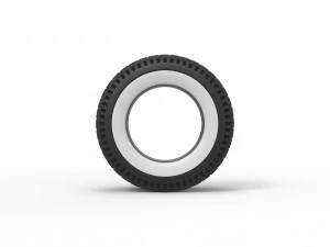 Whitewall rear tire of vintage dragster Version 7 Scale 1 to 25 3D Print Model