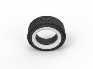 Whitewall rear tire of vintage dragster Version 7 Scale 1 to 25 3D-Druckmodell
