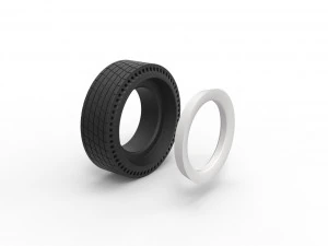 Whitewall rear tire of vintage dragster Version 7 Scale 1 to 25 3D Print Model