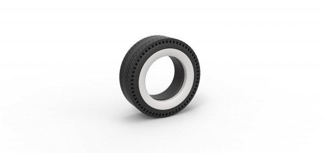 Whitewall rear tire of vintage dragster Version 8 Scale 1 to 25 3D Print Model .c4d .max .obj .3ds .fbx .stl .blend 