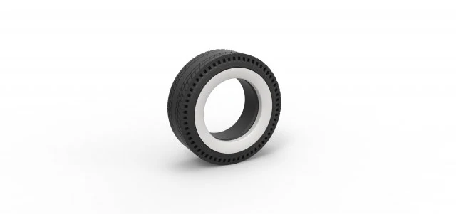 Whitewall rear tire of vintage dragster Version 8 Scale 1 to 25 3D Print Model .c4d .max .obj .3ds .fbx .stl .blend 