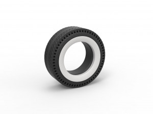 Whitewall rear tire of vintage dragster Version 8 Scale 1 to 25 3D Print Model