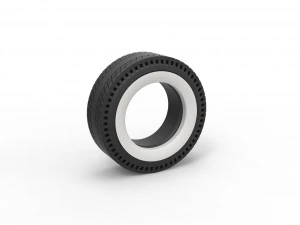 Заднее колесо Whitewall винтажного драгстера Версия 8 Масштаб от 1 до 25 3D Принт Модель