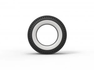 Whitewall rear tire of vintage dragster Version 8 Scale 1 to 25 3D Print Model