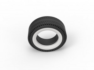 Whitewall rear tire of vintage dragster Version 8 Scale 1 to 25 3D Print Model