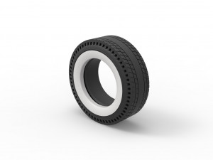 Whitewall rear tire of vintage dragster Version 8 Scale 1 to 25 3D Print Model