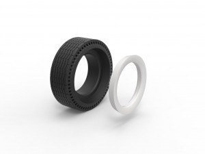 Whitewall rear tire of vintage dragster Version 9 Scale 1 to 25 Model Cetak 3D