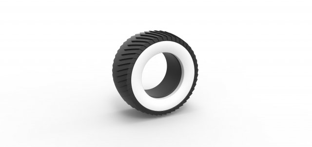 Pulling tractor Whitewall rear tire 1 Scale 1 to 25 Model Cetak 3D .c4d .max .obj .3ds .fbx .stl .blend 