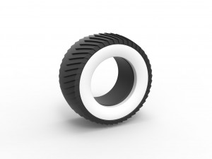 Pulling tractor Whitewall rear tire 1 Scale 1 to 25 Model do druku 3D