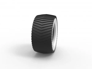 Pulling tractor Whitewall rear tire 1 Scale 1 to 25 3D Print Model