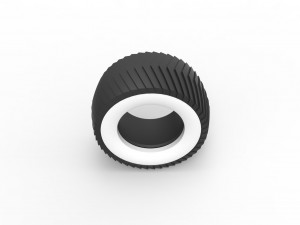 Pulling tractor Whitewall rear tire 1 Scale 1 to 25 Model Cetak 3D