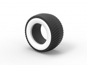 Pulling tractor Whitewall rear tire 1 Scale 1 to 25 Model Cetak 3D