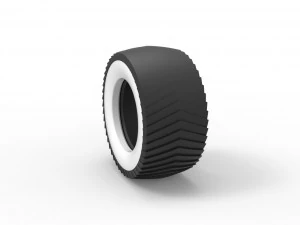 Pulling tractor Whitewall rear tire 1 Scale 1 to 25 3D Print Model