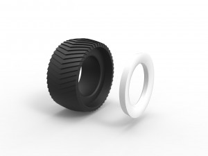 Pulling tractor Whitewall rear tire 1 Scale 1 to 25 Model Cetak 3D