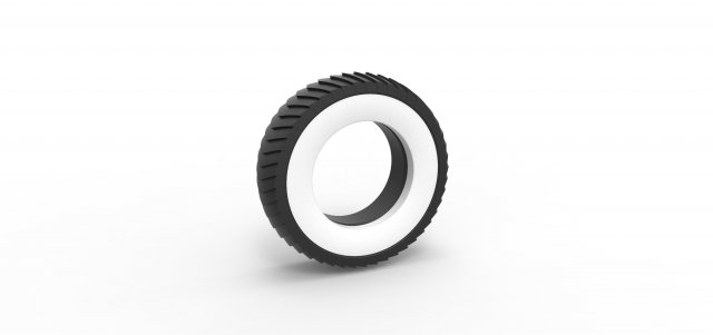 Pulling tractor Whitewall rear tire 2 Scale 1 to 25 3D Print Model .c4d .max .obj .3ds .fbx .stl .blend 