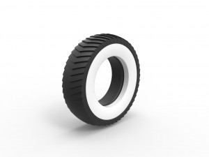 Pulling tractor Whitewall rear tire 2 Scale 1 to 25 3D Print Model