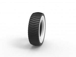 Pulling tractor Whitewall rear tire 2 Scale 1 to 25 3D Print Model