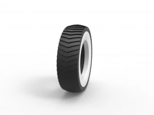 Pulling tractor Whitewall rear tire 2 Scale 1 to 25 3D Print Model