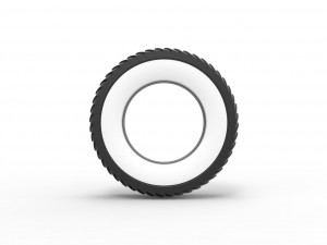 Pulling tractor Whitewall rear tire 2 Scale 1 to 25 3D Print Model