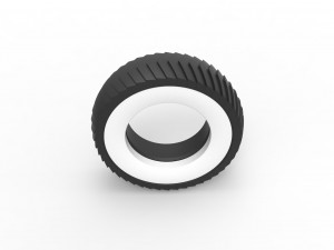 Pulling tractor Whitewall rear tire 2 Scale 1 to 25 3D Print Model