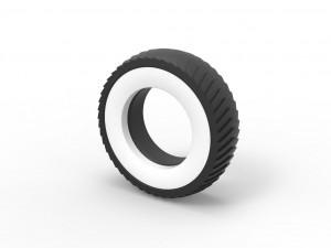 Pulling tractor Whitewall rear tire 2 Scale 1 to 25 3D Print Model