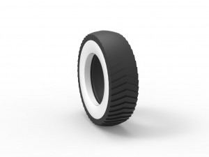 Pulling tractor Whitewall rear tire 2 Scale 1 to 25 3D Print Model