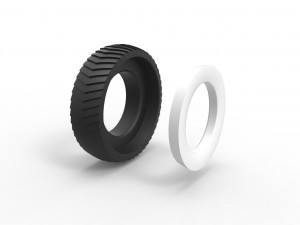 Pulling tractor Whitewall rear tire 2 Scale 1 to 25 3D Print Model