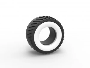 Pulling truck Whitewall tire 2 Scale 1 to 25 3D Print Model