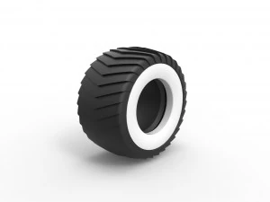 Pulling truck Whitewall tire 2 Scale 1 to 25 3D Print Model