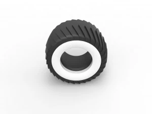 Pulling truck Whitewall tire 2 Scale 1 to 25 3D Print Model