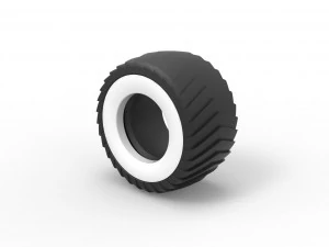 Pulling truck Whitewall tire 2 Scale 1 to 25 3D Print Model