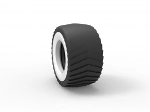 Pulling truck Whitewall tire 2 Scale 1 to 25 3D Print Model