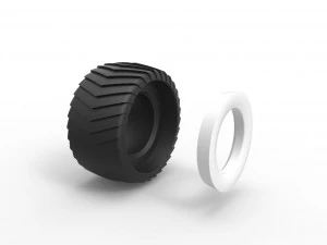 Pulling truck Whitewall tire 2 Scale 1 to 25 3D Print Model