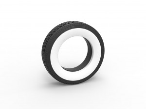 Semi Whitewall tire Scale 1 to 25 3D Print Model
