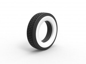 Semi Whitewall tire Scale 1 to 25 Model do druku 3D