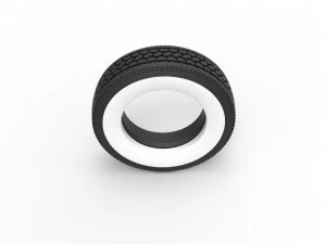 Semi Whitewall tire Scale 1 to 25 3D Print Model