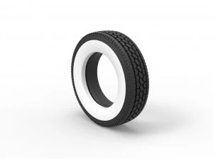 Semi Whitewall tire Scale 1 to 25 3D Print Model