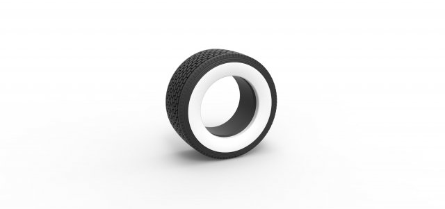 Diecast Super single semi Whitewall tire Scale 1 to 25 3D in 3DExport