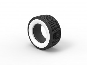 Super single semi Whitewall tire Scale 1 to 25 3D-Druckmodell