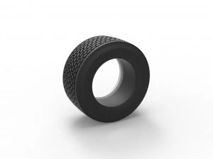 Super single semi Whitewall tire Scale 1 to 25 3D Print Model