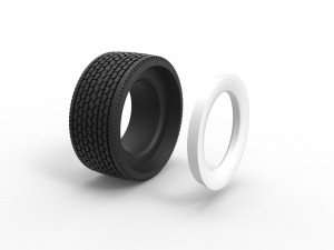 Super single semi Whitewall tire Scale 1 to 25 3D-Druckmodell