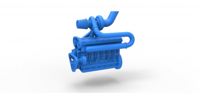 Turbo straight-six engine Scale 1 to 25 3D Принт Модель .c4d .max .obj .3ds .fbx .stl .blend 