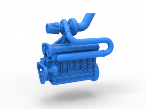 Turbo straight-six engine Scale 1 to 25 3Dプリントモデル